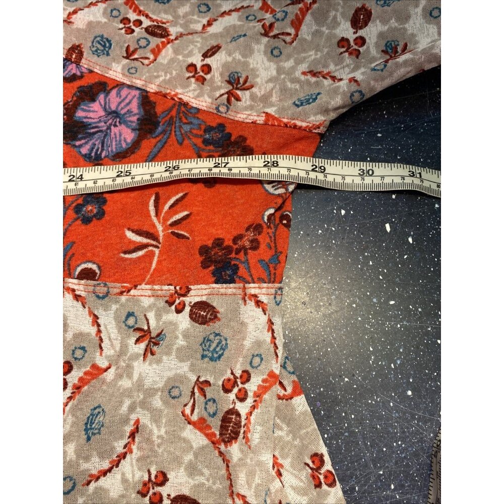 Free People Boho Flowy Dress Teierd Ruffles Semi-Sheer Floral Sz S Oversized - Picture 7 of 9